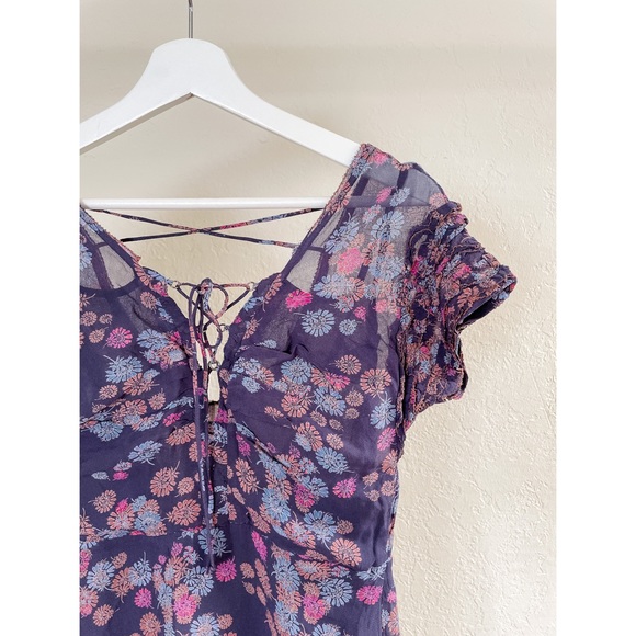 🎉2X HP🎉 Free People Lace Up Floral Mini Dress - Picture 5 of 14